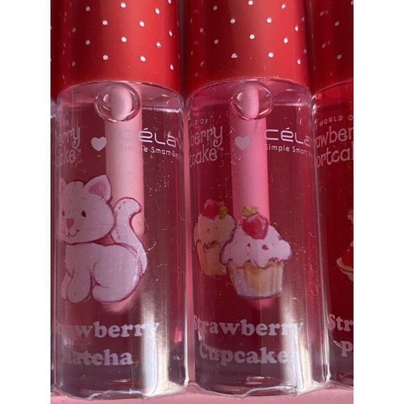 4 Pk Celavi Strawberry Shortcake Scented Tinted Lip Oils Crush On You Valentines - Picture 10 of 14